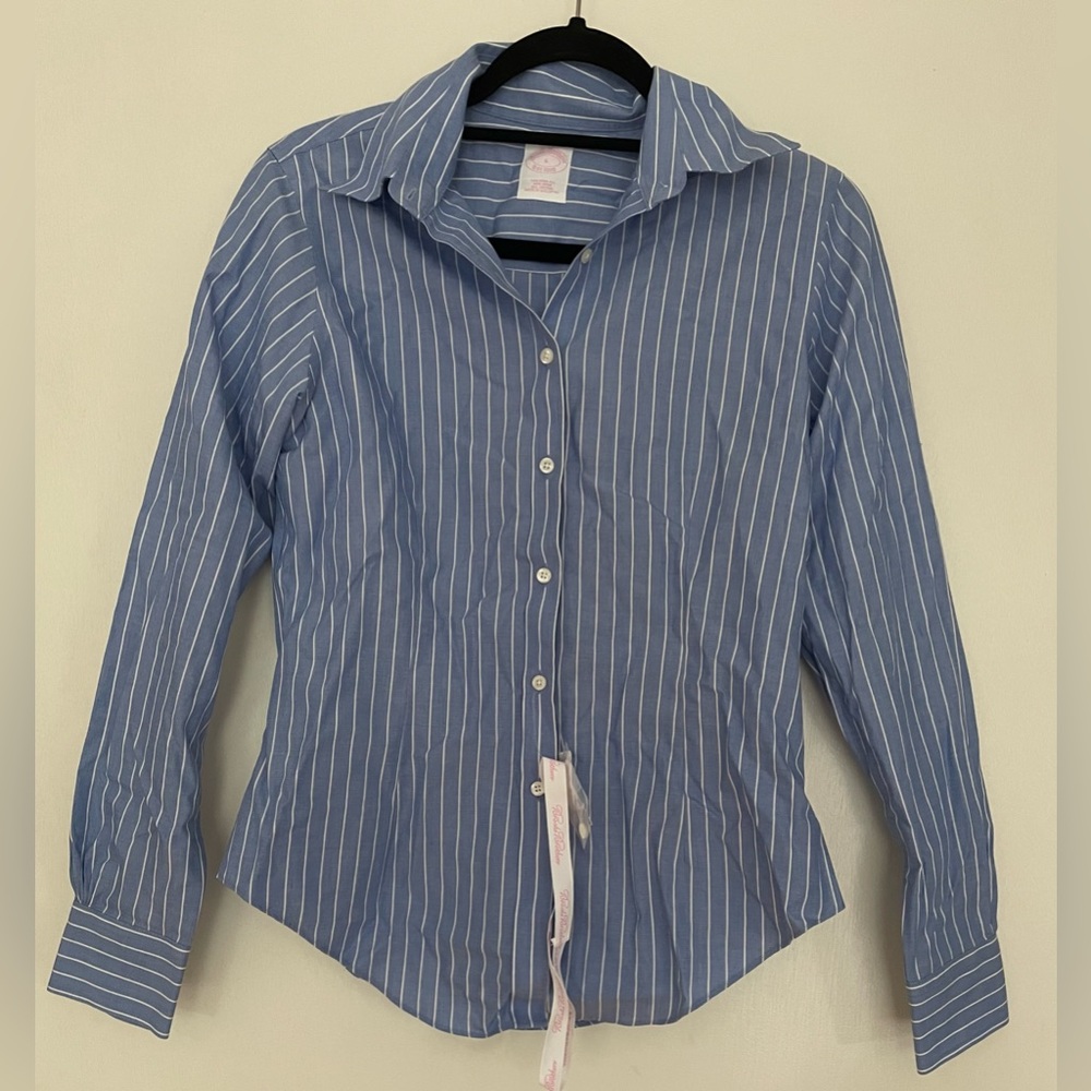 Brooks Brothers - Cotton Blue and White Striped Button-down